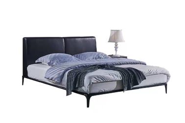 Luksusowe łóżko z prawdziwej skóry 1800x2000 mm, nowoczesne łóżko z drewnianą ramą