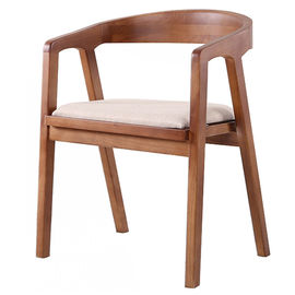 Nowoczesne krzesła z litego drewna Meble do jadalni ze skórzanym siedziskiem i podłokietnikiem