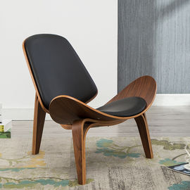 Nowoczesne krzesła z litego drewna do wypoczynku z siedzeniami skórzanymi w kolorze białym / czarnym
