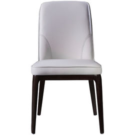 Eleganckie luksusowe białe skórzane krzesła do jadalni z drewnianymi nogami