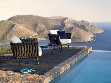 Anty-UV zewnętrzna rattanowa sofa ogrodowa, luksusowe meble z rattanu na patio