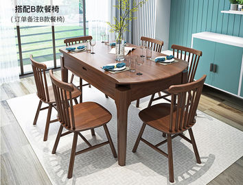 Niestandardowy prostokątny stół z litego drewna, rozkładany stół z krzesłami